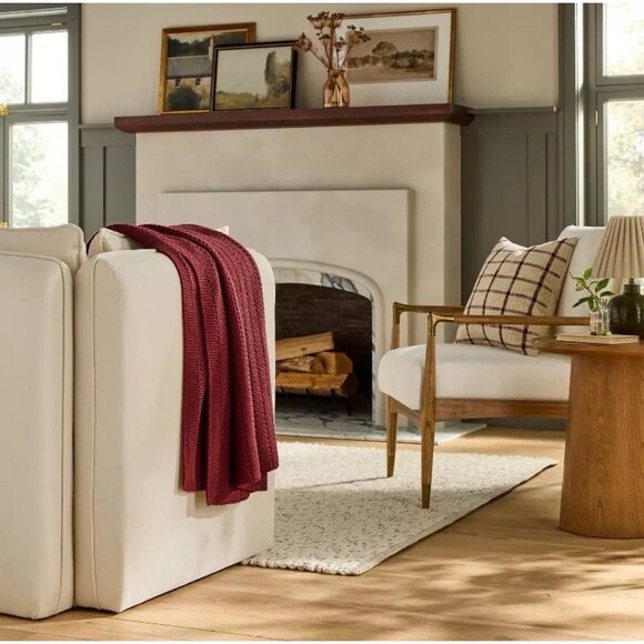 Solid Rib Stripe Knit Throw Blanket Burgundy - Hearth & Hand with Magnolia NEW - Picture 2 of 6